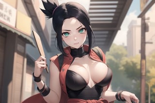  1girl, very_petite:1.2, hair_past_waist:1.3, black_hair, fishnets, emerald_eyes, in style of naruto, young, spiral_eyes:1.6, tiny_breasts, kunoichi
