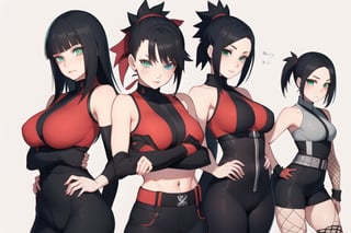  1girl, very_petite:1.2, hair_past_waist:1.3, black_hair, fishnets, emerald_eyes, in style of naruto, young, spiral_eyes:1.6, tiny_breasts, kunoichi
