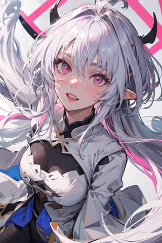 ((masterpiece)), ((ultra detailed)), (ultra quality), (very_high_resolution), merlin, fate/grand_order, very long white hair, ahoge, Pink Eyes, Long Elvish Ears, full-body_portrait, 