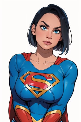 supergirl,kara,agawa,vibrant colors,warm palette,expressive,solid shading, serious look, sexy