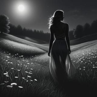 Charcoal drawing, black pencil drawing,
Shadow art, photograf of beautiful woman silhouette posing on the dark luminescent meadow, gorgeous sensual body, alluring, barefoot, 8K, UHD, masterpiece, high resolution, delicate detail, realistic, highly detailed, perfect composition, beautiful, detailed, insanely detailed, Octane render, trending on artstation, 8K artistic photography, photorealistic concept art, soft, natural, volumetric, cinematic, natural light