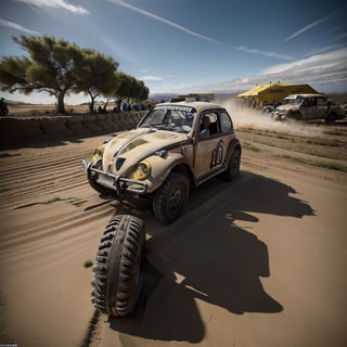 (Top Quality, Masterpiece), Realistic, Ultra High Resolution, Complex Details, Exquisite Details and Texture, Realistic, ((From Side:1.2)), 
Volkswagen Beetle car, (Baja1000 race:1.5), madgod,volkswagen type1, ,pastelbg,Nature