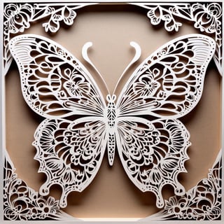 Monochromatic "butterfly Intricate paper-cut illustration,