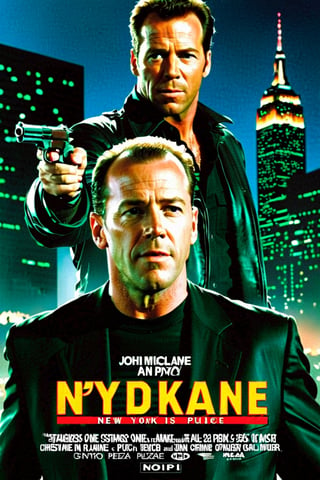 On Christmas Eve, New York City Police Department (NYPD) Detective John McClane arrives in Los Angeles, hoping to reconcile with his estranged wife, Holly, at a party held by her employer, the Nakatomi Corporation. He is driven to Nakatomi Plaza by a limo driver, Argyle, who offers to wait for McClane in the garage. While McClane washes himself, the tower is seized by German radical Hans Gruber and his heavily armed team, including Karl and Theo. Everyone in the tower is taken hostage except for McClane, who slips away, and Argyle, who remains oblivious to events.,Movie Poster,Movie Still