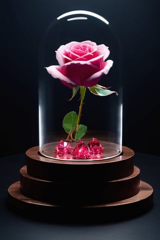 ArtMachina, cyb-3d-art, close up, masterpiece, best quality, ultra quality, levitating crystal rose, 3D, artistic, aestethic, minimalistic style, simple composition, majestic art, dark background, levitating,photo r3al, cinematic moviemaker style,IMGFIX