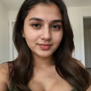 a 27years old,instagram influencer  young indian aunt , 1girl, (((27yo))), (((beautiful))), ((lolicon)), beautiful, Isabella Manuela is a 27-year-old aunty, 1girl, beautiful, hourglass body, round face, slightly chubby, , big breasts, round face, dark skin, light brown, green eyes. It has a natural beauty. she wers t-shirt, ,Detailedface