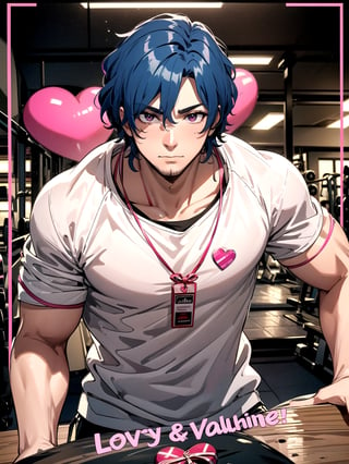 //Quality,
(masterpiece), (best quality), 8k illustration,
//Character,
overlordentoma, 1man, solo, muscular, gift, stubble, dark blue hair
//Fashion,
//Background,
Valentine , Valentine , red and pink theme, heart, chocolate, love, heart shape decoration
//Others, in pink fitness center, in pink gym