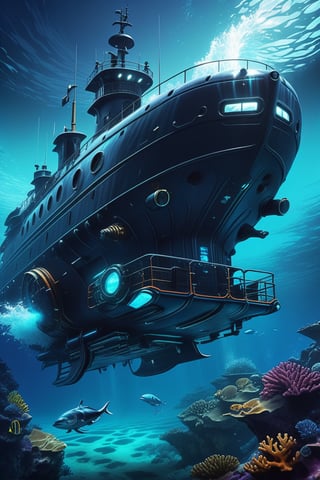 Nazare Subnautica vol.2, by Luis Duarte, Nanopunk, blue shading, Nazare style, Element Water, Mythpunk, Graphic Interface, Space Art, Sci-Fic Art, Dark Influence, NijiExpress 3D v3, Kinetic Art, Datanoshing, Oilpainting, Ink v3, Splash style, Abstract Art, Abstract Tech, Cyber Tech Elements, Futuristic, Epic style, Illustrated v3, Deco Influence, AirBrush style, drawing