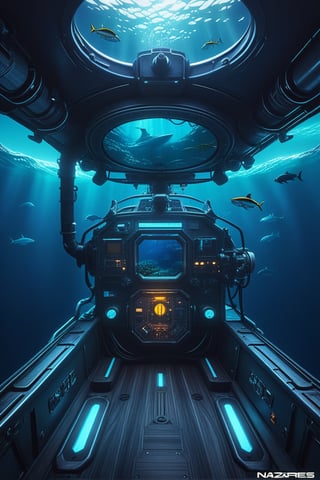 Nazare Subnautica vol.2, by Luis Duarte, Nanopunk, blue shading, Nazare style, Element Water, Mythpunk, Graphic Interface, Space Art, Sci-Fic Art, Dark Influence, NijiExpress 3D v3, Kinetic Art, Datanoshing, Oilpainting, Ink v3, Splash style, Abstract Art, Abstract Tech, Cyber Tech Elements, Futuristic, Epic style, Illustrated v3, Deco Influence, AirBrush style, drawing