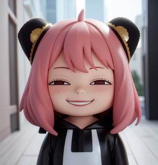 masterpiece,best quality,high resolution,pvc,rendering,chibi,high resolution,one girl,anya forger,pink hair,bob hair, brown bear costume,gray eyes,smiling,selfish target,chibi,mediterranean cityscape,smiling,smiling,smugness,full body,chibi,3d figure,toy,doll,character print,front view,natural light,((realistic)) 1.2)),dynamic pose,medium movement,perfect cinematic perfect lighting,perfect composition,costume,anya_forger_spyxfamily,,bear costume