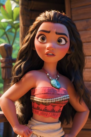 masterpiece, best quality, high resolution, photorealistic, highres, 1girl, 18yo, brown hair, hot girl, moana, marijuana effect, average breasts, pointy breast, cleavage, green chocker, (bohemian sleeveless mini dress), 3D,moana