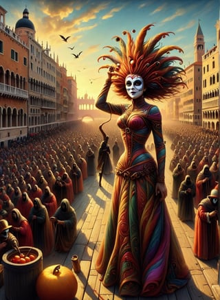 (Wide viewing angle:1.7), Wide field of view, Carnival in Venice, (masterpiece), (detailed illustration), (best quality:1.2), High quality texture, intricate details, detailed texture, High quality shadow, light source contrast, perspective,,cinematic_warm_color,