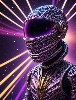 Portrait, Digital photo, spacer, space fly, open space, the deep space, star field, astro suit, (daft punk iridescent helmet:1.2), starship, colorful with vibrant colors, high contrast, high saturation, hyperpunk scene with purple and yellow out of focus details,ral-pnrse