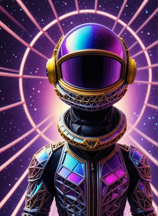 Portrait, Digital photo, spacer, space fly, open space, the deep space, star field, astro suit, (daft punk iridescent helmet:1.2), starship, colorful with vibrant colors, high contrast, high saturation, hyperpunk scene with purple and yellow out of focus details,ral-pnrse