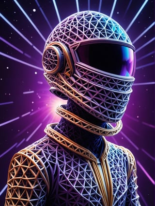 Portrait, Digital photo, spacer, space fly, open space, the deep space, star field, astro suit, (daft punk iridescent helmet:1.2), starship, colorful with vibrant colors, high contrast, high saturation, hyperpunk scene with purple and yellow out of focus details,ral-pnrse