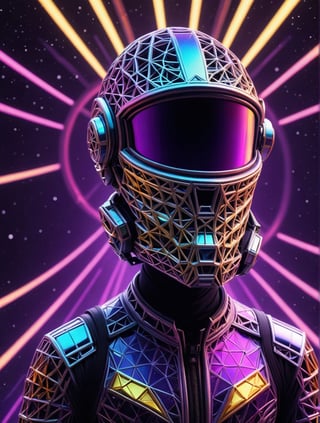 Portrait, Digital photo, spacer, space fly, open space, the deep space, star field, astro suit, (daft punk iridescent helmet:1.2), starship, colorful with vibrant colors, high contrast, high saturation, hyperpunk scene with purple and yellow out of focus details,ral-pnrse