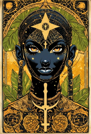 ankh in the style of the original rider-waite tarot deck rider-waite tarot card the world major arcana tarot card black  baby girl, mother nature gaia Ankh egypt sacred geometry