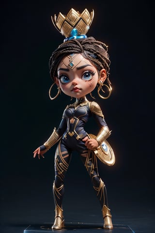 (Super deformed figure of "Shuri from Black Panther", very cute, background that matches the theme), RAW photo, Unreal Engine, Octane Rendering, Ultra High Quality, Ultra High Resolution, Surreal, Ultra Precision, Color Corrects, Good Lighting Settings, Good Composition, Very Low Noise, Sharp Edges, Harmonious Composition, Award-winning work