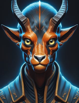 head and shoulders portrait, kung fu gerenuk  , illuminated eyes,  symmetrical features, bioluminescent, High definition, 8k, oil painting, detailed masterpiece. Translucent image, professional sinister concept art, by artgerm and Greg Rutkowski, an intricate, elegant and highly detailed digital painting, concept art, soft and sharp focus, illustration, in the style of Simon Stalenhag, Wayne Barlowe and Igor Kieryluk.,arcane