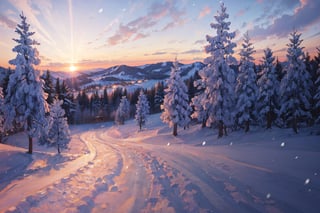 beautiful  view of winter wonderland, snowing outside, cozy warm, beautiful, lovely winter, winter, snow, snowing, warm and sunny outside, beautiful nature, sun raws, dusk, beuatiful, gorgeous, nature 8k, hd, high quality,
 cozy 