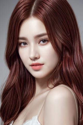 1girl,momoland nancy, ((red hair:1.2)),realistic,propotional body, perfect body,perfect lighting, balanced eyes, (Best quality details:1.2),realistic,8K High definition,Ultra Detailed,High quality texture,intricate details,detailed texture,finely detailed,high detail,extremely detailed,High quality shadow,Detailed beautiful delicate face,Detailed beautiful delicate eyes, beautifull 1girl, solo, dynamic pose, (smile:0.3), facing front, detailed face, detailed eyes,wanwan