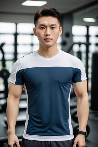 young asian man wear tshirt at the gym