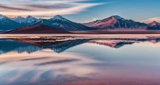 Masterpiece, highest quality, 8k high-quality photos, perfect details, perfect composition, ultra-high definition, the sky over the Salt Lake of Uyuni, the mirror-like surface of the lake, reflections in the water, magnificent distant mountains, forests,