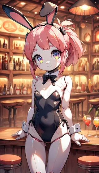 score_9_up, score_8_up, score_7_up,score_6_up,score_5_up,source_anime,masterpiece,best quality,illustration,cute,kawaii,1girl,solo,mechanical body,rabbit ears,playboy_bunny,indoors,bar,light smile,(petite:1.2),source_furry,(robot:1.3),large_breast