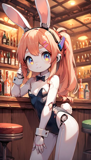 score_9_up, score_8_up, score_7_up,score_6_up,score_5_up,source_anime,masterpiece,best quality,illustration,cute,kawaii,1girl,solo,mechanical body,rabbit ears,playboy_bunny,indoors,bar,light smile,(petite:1.2),source_furry,robot