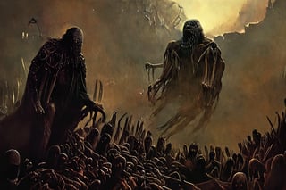 Sinister and disturbing monsters that are in the shadows lurking with very bad intentions to scare people. The monster in question is a creation of Lovecraft.,LegendDarkFantasy,digital artwork by Beksinski