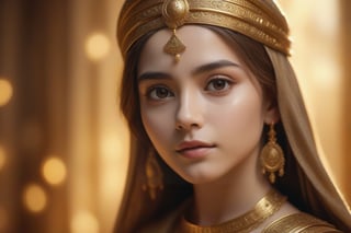 A portrait of a Byzantine style girl with golden background. (masterpiece, top quality, best quality, official art, beautiful and aesthetic:1.2), (1girl:1.4), portrait, extreme detailed, highest detailed, simple background, 16k, high resolution, perfect dynamic composition, bokeh, (sharp focus:1.2), super wide angle, high angle, high color contrast, medium shot, depth of field, blurry background,,itacstl