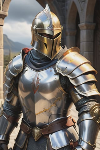  a highly detailed hansome [Knight of Torm] no helmet showing Paladin's face, hdr, 8k, subsurface scattering, specular light, highres, octane render, ray traced, full body, platemail, sword and shield The symbol of the Loyal Fury, a right-hand gauntlet held upright with palm forward inlayed on the shield.