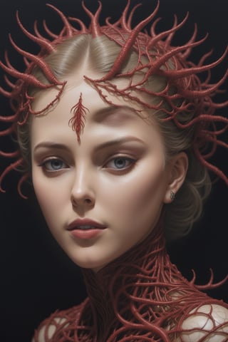 etailed realistic piero deep red neuron face portrait by jean delville, gustave dore, iris van herpen and marco mazzoni, art forms of nature by ernst haeckel, art nouveau, symbolist, visionary, gothic, neo - gothic, pre - raphaelite, fractal lace, intricate alien botanicals, biodiversity, surreality, hyperdetailed ultrasharp octane render,more detail XL,scarlett johansson,asian girl