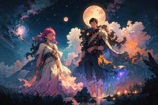 A serenely drifting Solarpunk galactic nomad, exuding tranquility and harmony amidst the stars. This game concept art is a digital painting, showcasing the character floating in a shimmering nebula. Their ethereal presence is highlighted by glowing flora woven into their flowing robes, reflecting the vibrant hues of distant planets in their skin. Each intricate detail is rendered with stunning clarity, immersing the viewer in a world of cosmic beauty and peace.,(Pencil_Sketch:1.2,masterpiece, messy lines,best quality