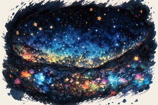 Official Art, Unity 8K Wallpaper, Extreme Detailed, Beautiful and Aesthetic, Masterpiece, Top Quality, perfect anatomy, 

blue theme, jewelry, flower, sky, star \(symbol\), no human, sparkle, night, rose, leaf, moon, crescent, black and indigo background, gem, star \(sky\), starry sky, rabbit, crystal, animal focus, gold, blue gemstone, constellation, 

a beautifully drawn (((ink illustration))) depicting, vintage, PURPLE and YELLOW accents, watercolor painting, concept art, (best illustration), (best shadow), Analog Color Theme, vivid colours, contrast, smooth, sharp focus, scenery, 

(Pencil_Sketch:1.2,masterpiece, midjourney, best quality, incredibly absurdres, messy lines,high detail eyes