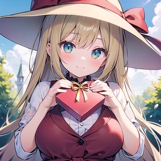 (masterpiece), best quality, 1 girl, (((nice hands, perfect hands))), cuteloli, blonde hair,holding a gift,AliceWonderlandWaifu,ShroomPunkAI, 