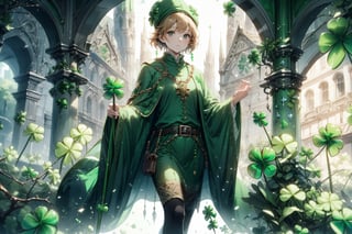 Masterpiece, beautiful details, perfect focus, uniform 8K wallpaper, high resolution, exquisite texture in every detail,full body shot,
(St.Patrick's day:1.5),