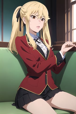 Nsfw, pixel perfect, anime, anime screencap, 1girl, 1boy, skirt, mary satome, red blazer, 