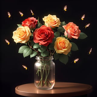 roses flowers bouquet, ,firefliesfireflies