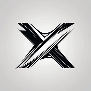 On a black background, X LOGO STRANGE made of black and white, 
Crisp vector edge, smooth vector shapes, graphic design for t-shirt print (Logo art design).  Minimalist vector graphic design, Sharp image edges, flat color, Drawing for tattoo