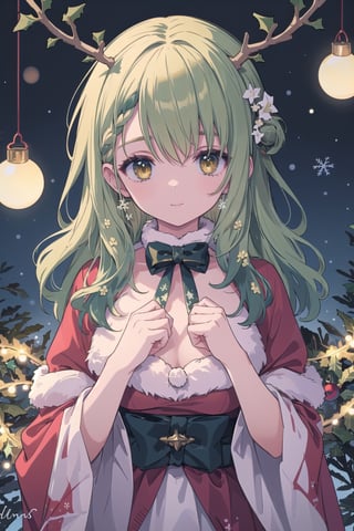 best quality, pretty, christmas, long hair, good hands, masterpiece,Ceres Fauna,masterpiece