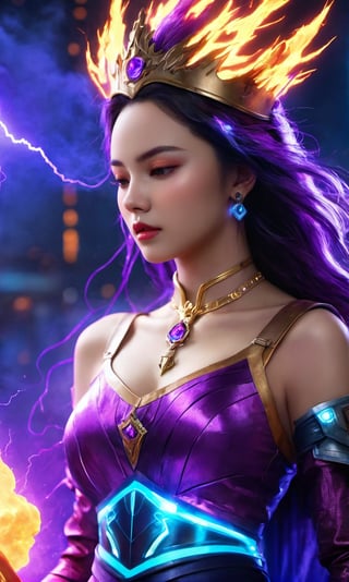 14 years old,1girl(best quality, UHD, ultra-detailed, masterpiece), (ultra-realistic, photorealistic), A breathtaking UHD portrait depicting the imposing Thunder God, his electrifying lightning strikes illuminating the sky in vibrant violet and cyan hues. Rendered with the precision of the Luminous Studio graphics engine and the brilliance of Octane render, the scene is enveloped in a cloudy haze, with fiery embers dancing around his thunderous crown.,Gigantic Breast,4ngel,Young beauty spirit ,Ava,xxmixgirl,aesthetic portrait,LegendDarkFantasy,glitter,xxmix_girl,p3rfect boobs,yeseo,sll,Disney pixar style,Dragon,cyborg style,cyberpunk style