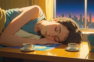 close up, a girl sleep on sofa ,coffee shop, golden ratio, fake detail, trending pixiv fanbox, acrylic palette knife, style of makoto shinkai studio ghibli genshin impact james gilleard greg rutkowski chiho aoshima, lofi style,style of makoto shinkai studio ghibli genshin impact james gilleard greg rutkowski chiho aoshima, lofi style, close up, a girl doze off on table, room, midnight, golden ratio, fake detail, trending pixiv fanbox, acrylic palette knife, style of makoto shinkai studio ghibli genshin impact james gilleard greg rutkowski chiho aoshima, lofi style,