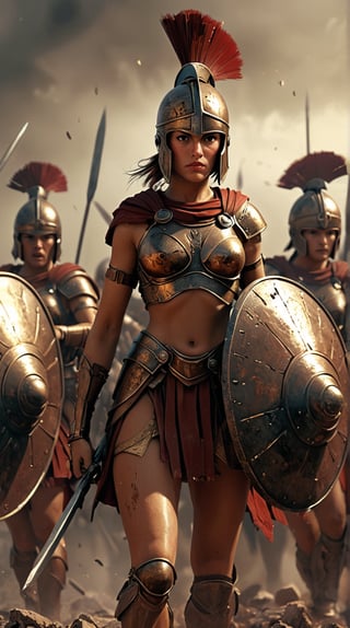 Spartan woman Hoplites - Known for their discipline and effectiveness in phalanx formation, these soldiers were the backbone of Sparta's military power.