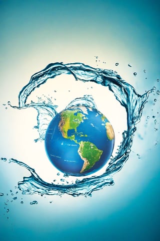 poster, (1800 x 2880 pixel), (earth, clean water), (blue background, blur)