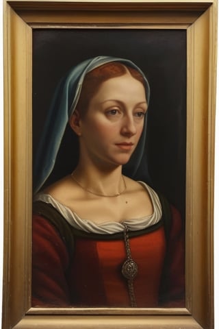 antique oil portrait, medieval woman solo, 16th century