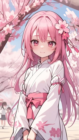 1_girls,happy smile,small breasts,niji,sketch,manga,Simple Sakura,Sakura background,flowe