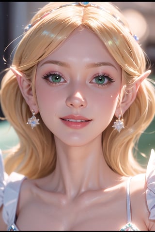 tsmbsszelda, masterpiece, (face only), green eyes, blonde hair, blushing,  smiling, lipstick, makeup, blushing, tongnue_out