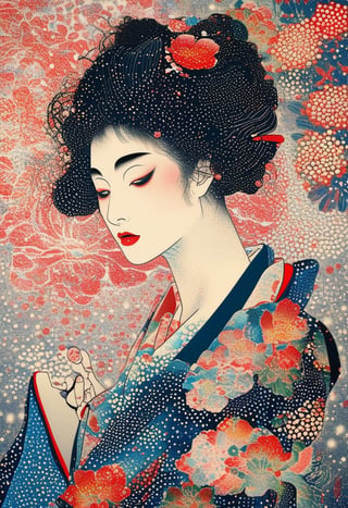 glitter style pointilism, ,Ukiyo-e Art