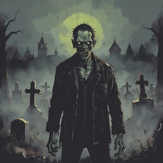 zombie in a graveyard   